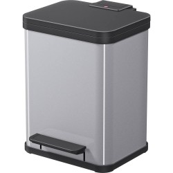 Hailo Öko duo plus M 0622-220 Afvalbak 18 l Plaatstaal (b x h x d) 320 x 430 x 330 mm Zilver, Zwart Voetpedaal 1 stuk(s)